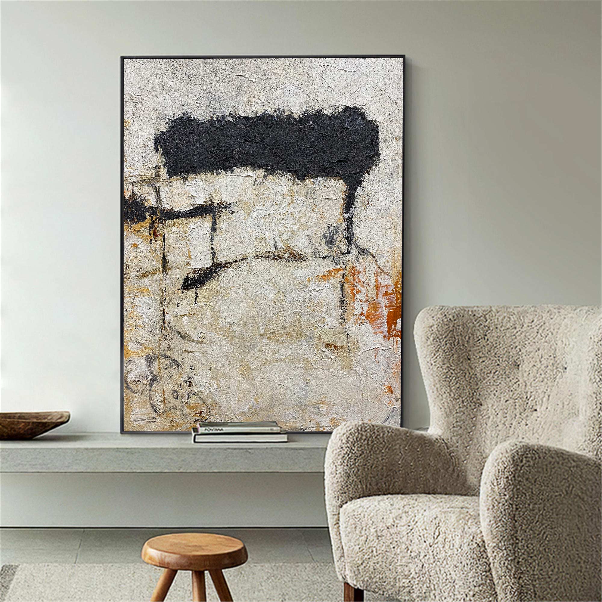 Rough Texture Wabi‑Sabi Abstract Hand‑Painted Artwork