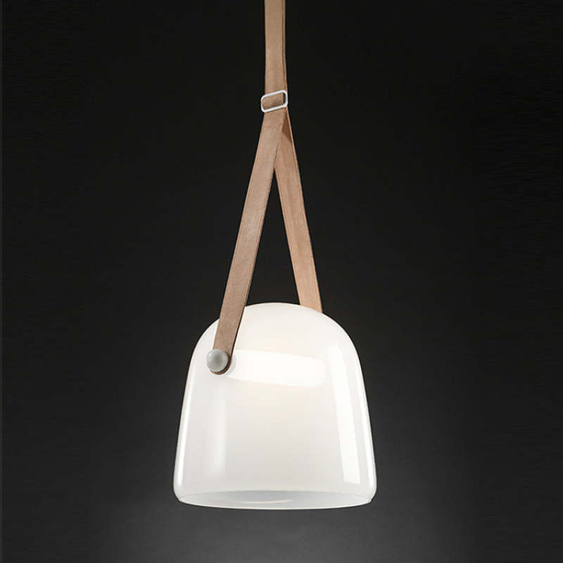 Valentina Modern Nordic Leather/Glass Pendant Light, Grey/White - Neutralighting