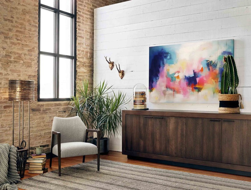 Vibrant Blue Pink Abstract Canvas Painting