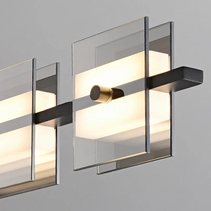 Arisha Modern Nordic Linear Copper/Glass Pendant Light, Brass/Black - Neutralighting