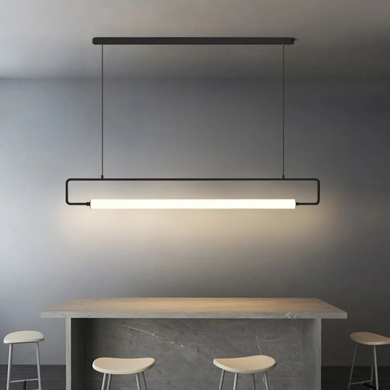 Arisha Modern Minimalist Rectangular Linear Pendant Light, Gold/Black - Neutralighting