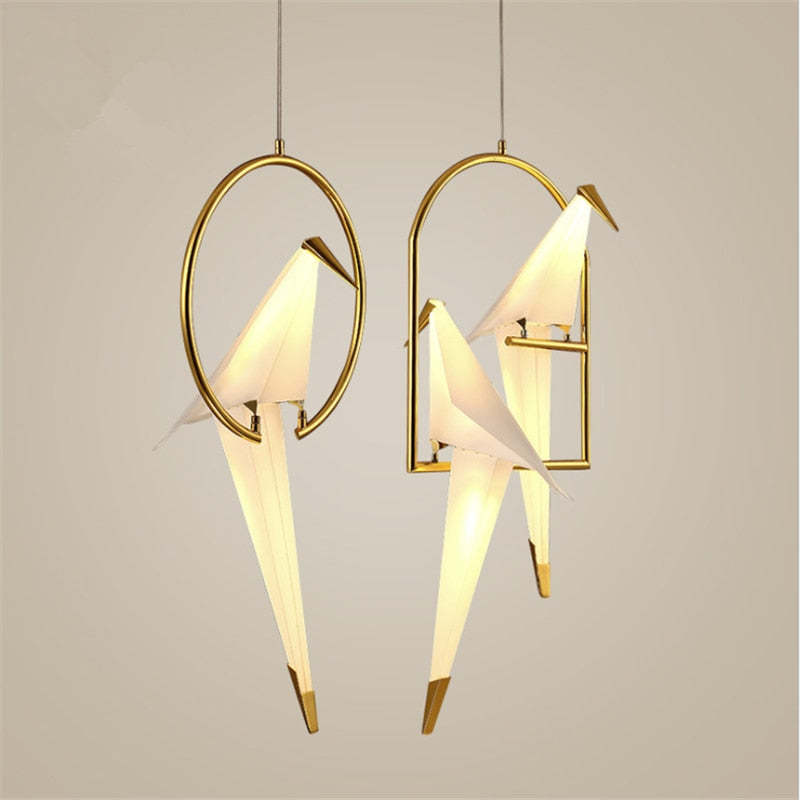 Arisha Modern Nordic Post Modern Bird Pendant Light, White/Clear - Neutralighting