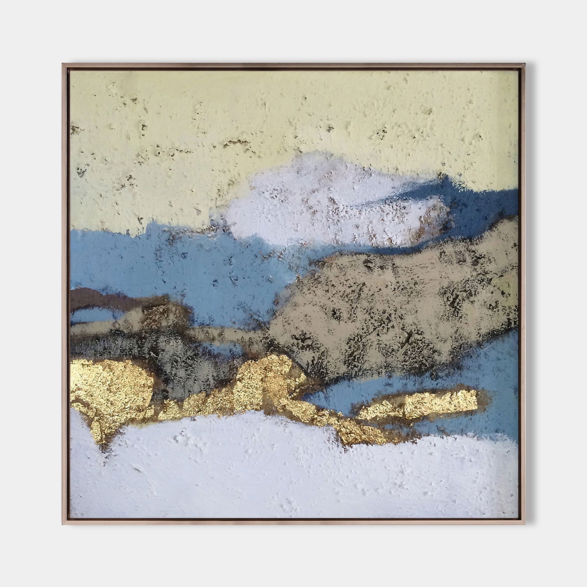 Gilded Blue Terrain Textured Framed Artwork