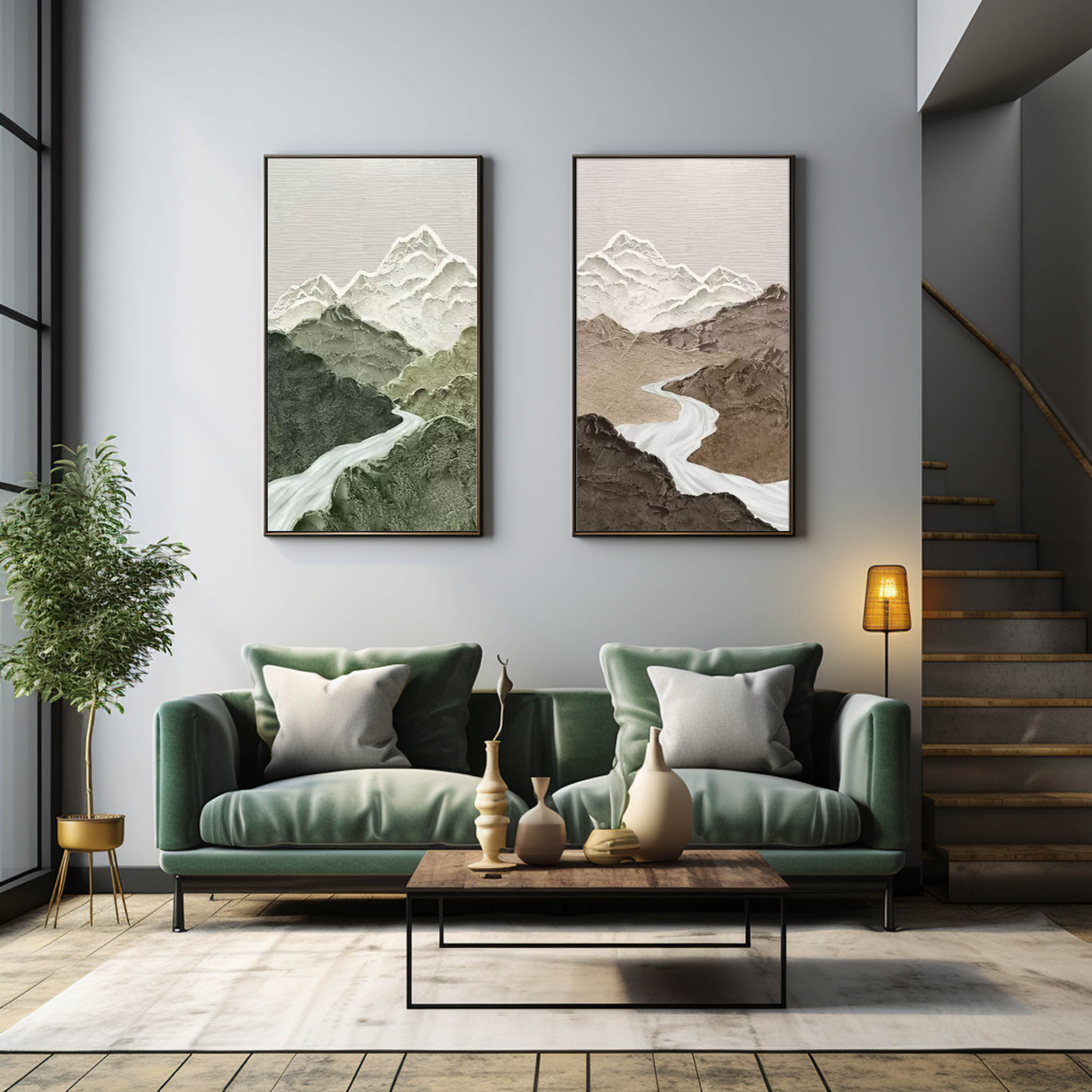 Rivers Panoramic Oil Painting 2 Piece Set - Letslighting
