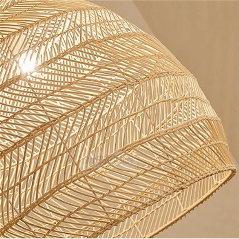 Lian Rattan Bamboo Lampshade Hand Knitted Pendant Light - Neutralighting