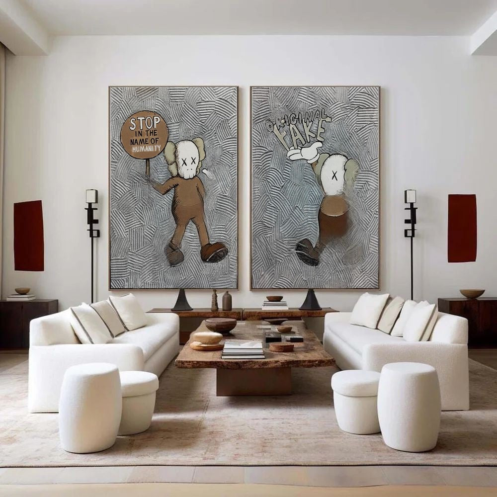 Kaws Companion 2-Piece Pop Art Painting Set