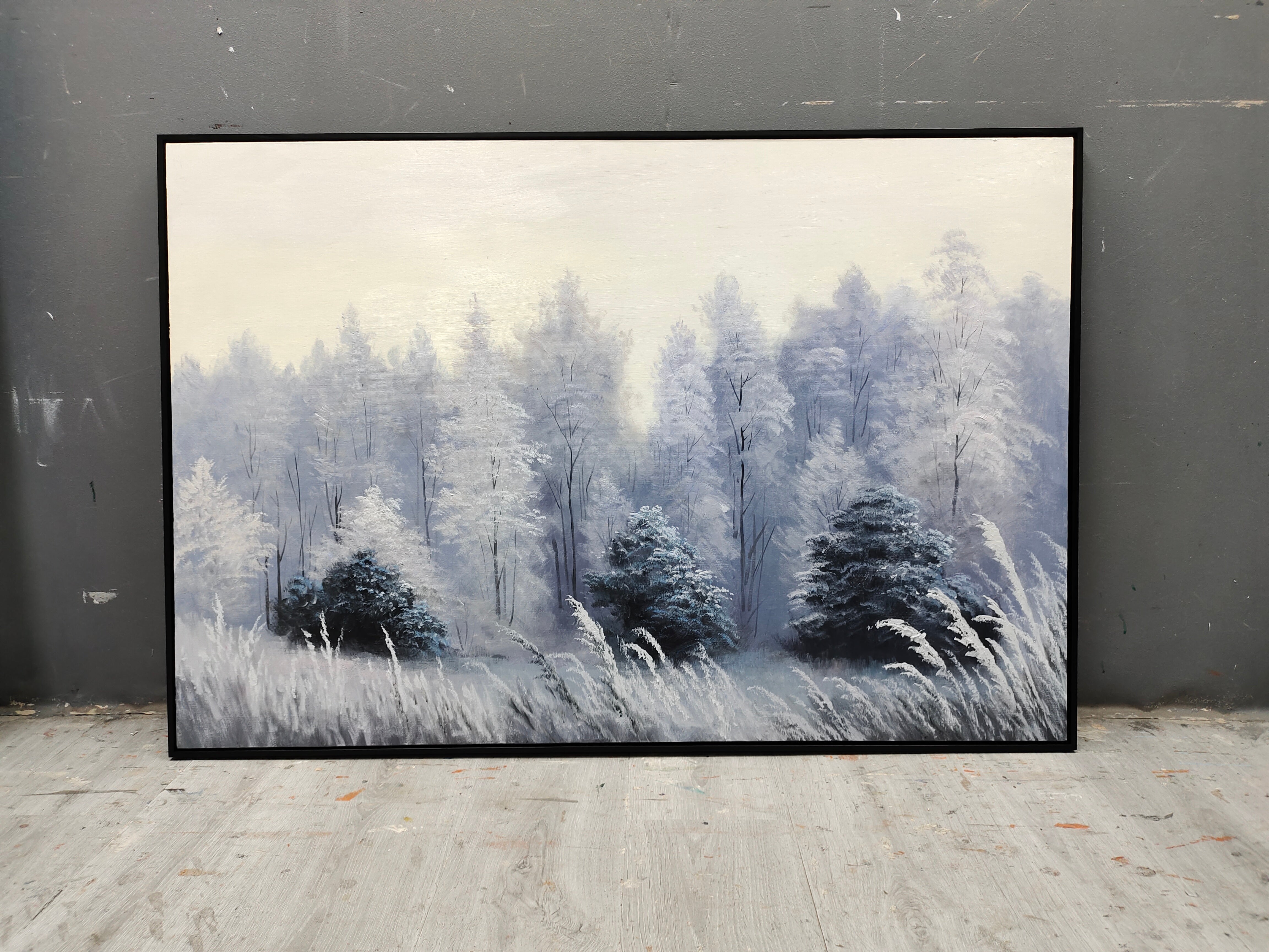 Misty Winter Forest Landscape Canvas Wall Art