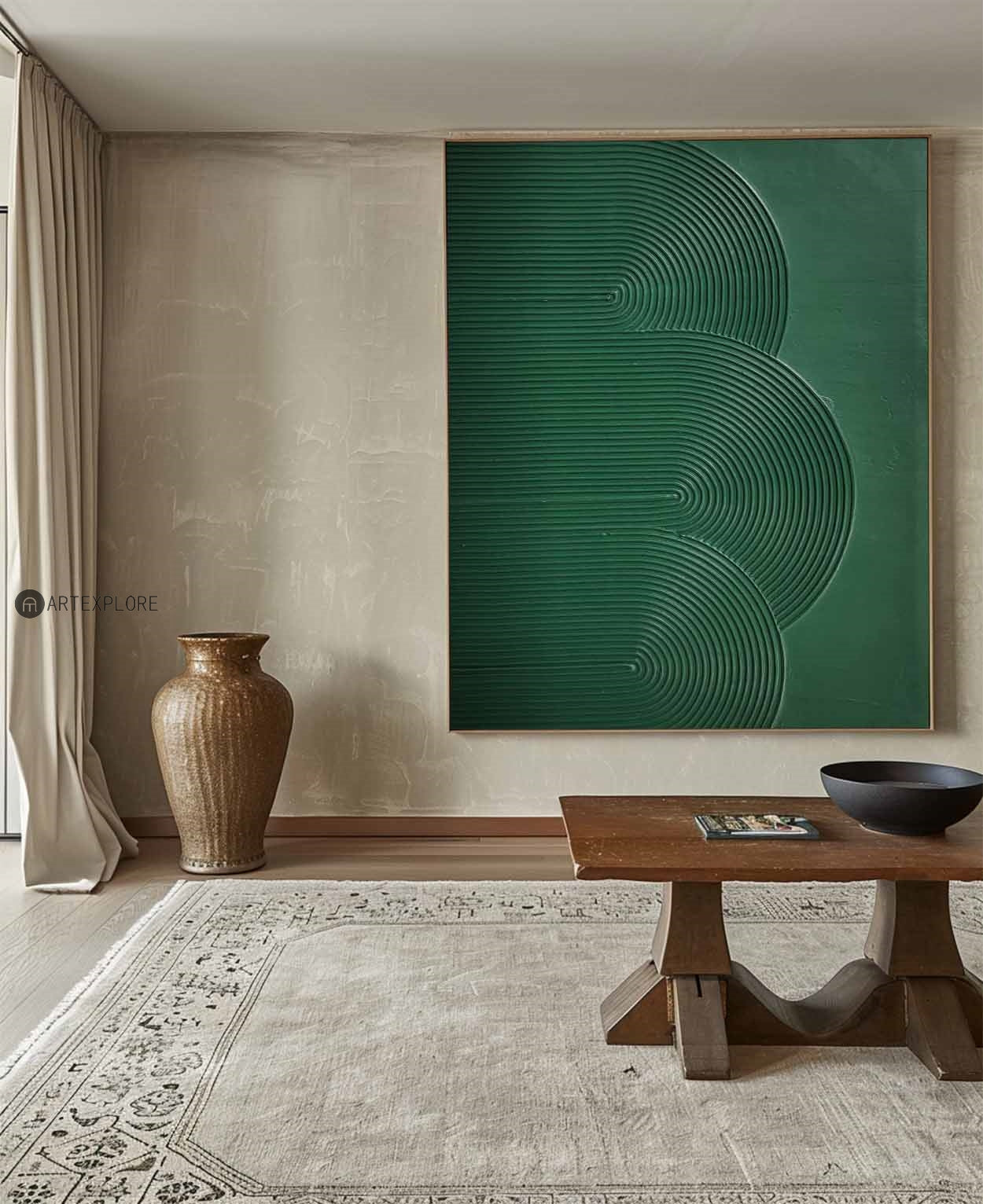 Dark Green Layered Arch 3D Textured Wall Art