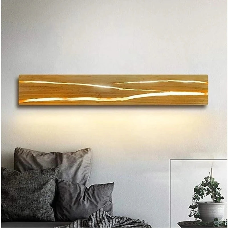 Muto Rotatable Crackle Nature Wood Board LED Wall Lamp - Neutralighting