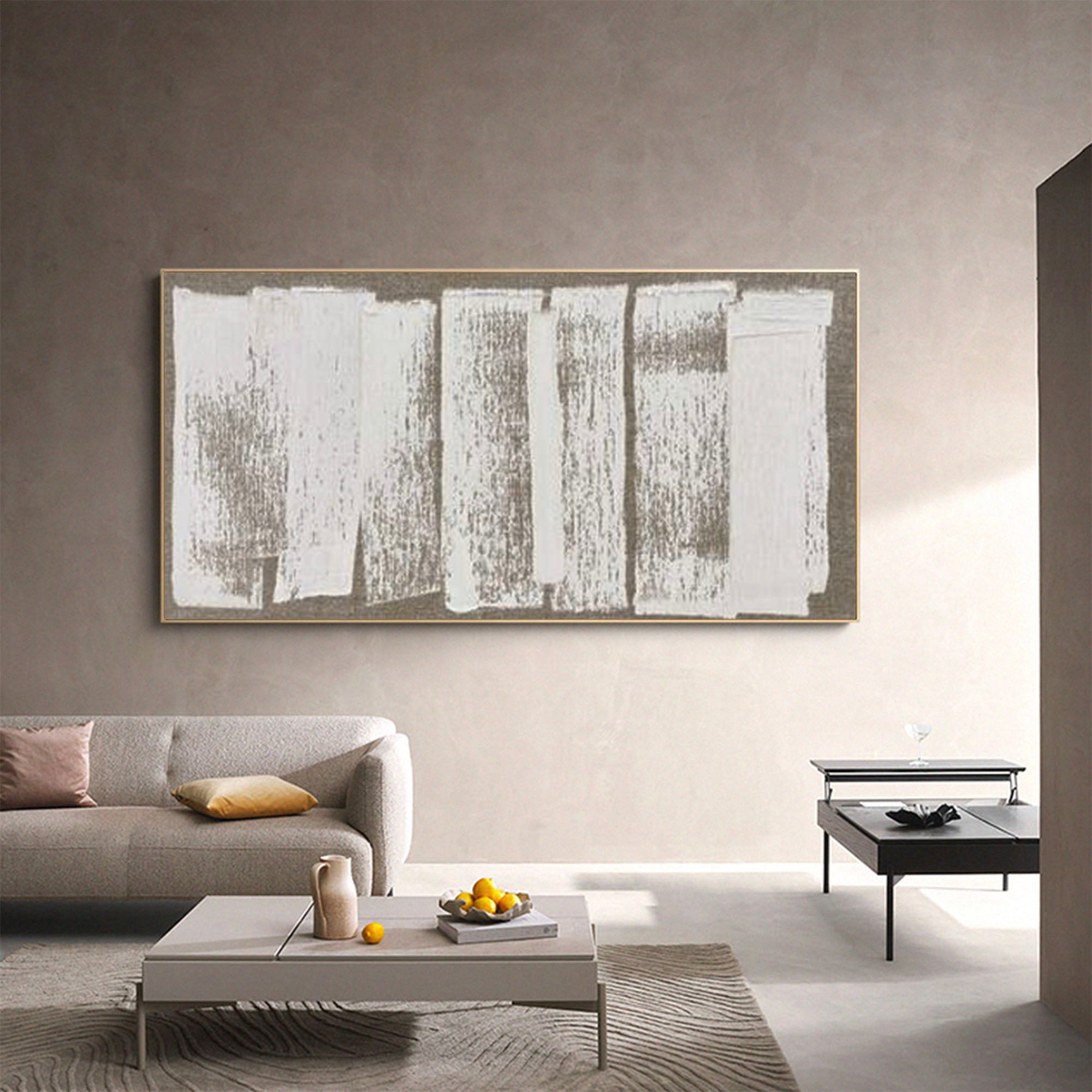 Minimalist White Textured Abstract Canvas Wall Art