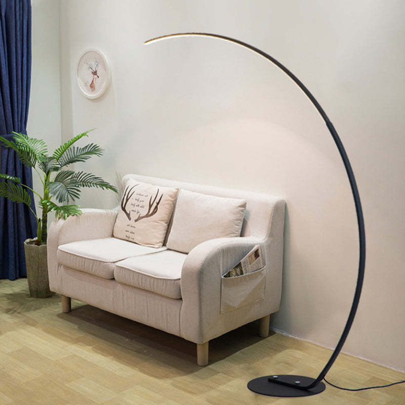 Mira Modern Arc LED Floor Lamp, Black/White, Metal/Silicon - Neutralighting