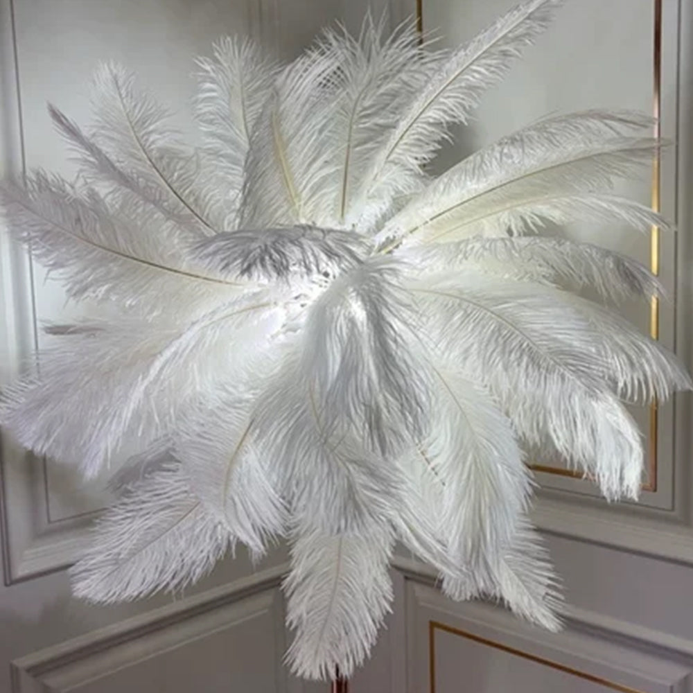 O'Moore Modern Natural Ostrich Feather Gold-plated Floor Lamp - Neutralighting