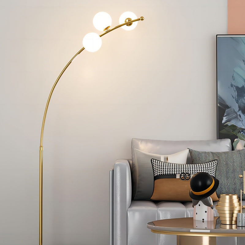 Valentina Modern Arc Multi Head Bubble Floor Lamp Black/Gold - Neutralighting