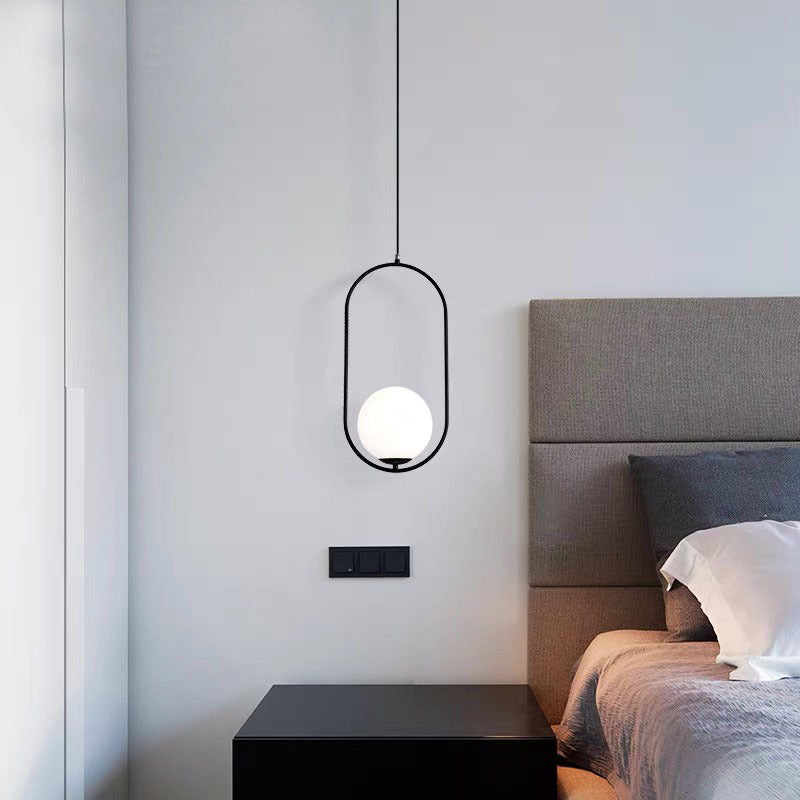 Valentina Minimalist Oval Golden & Black Frame Globe Pendant Light - Neutralighting