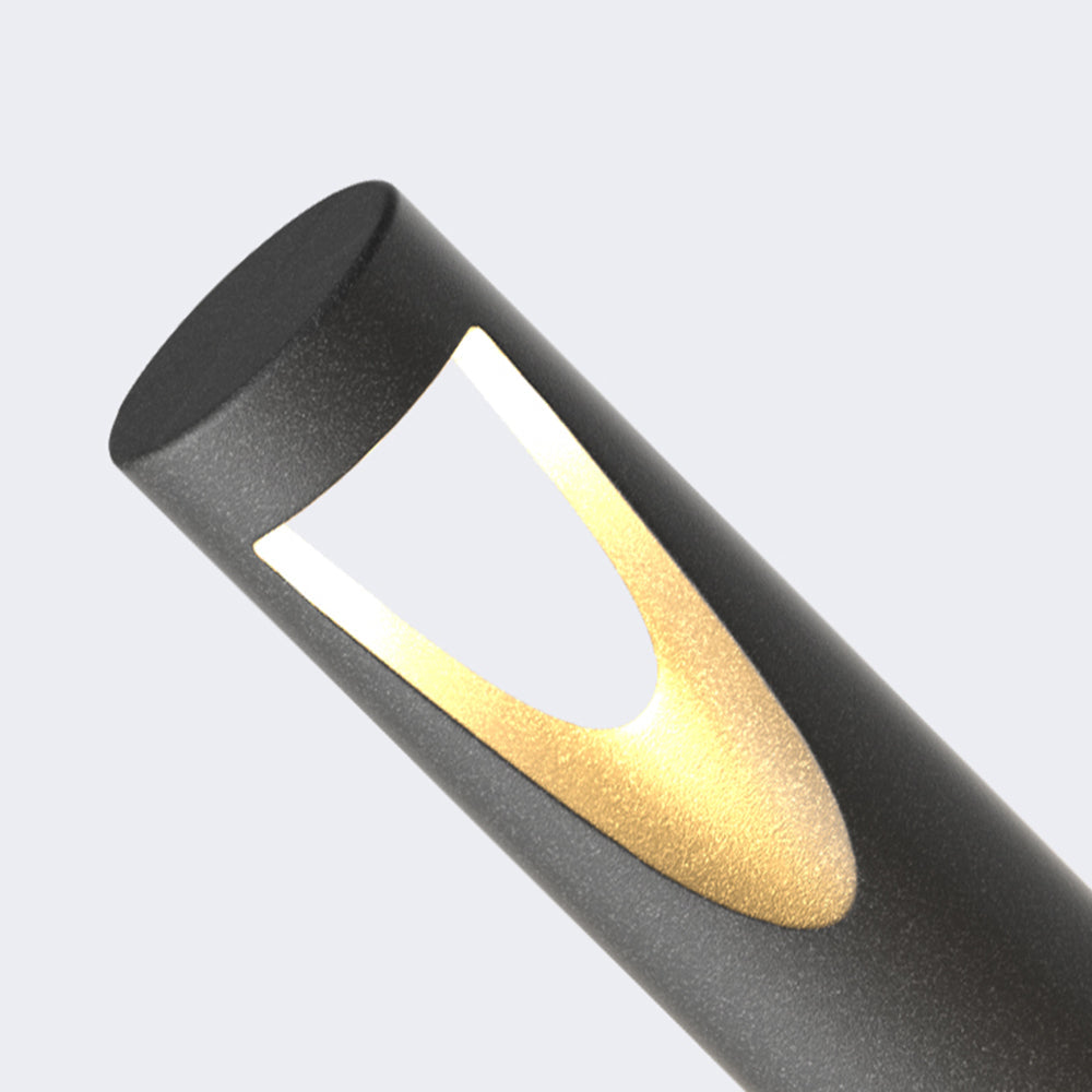 Ray Contemporary Metal Cylindrical Hollow Outdoor Path Light, Black - Neutralighting