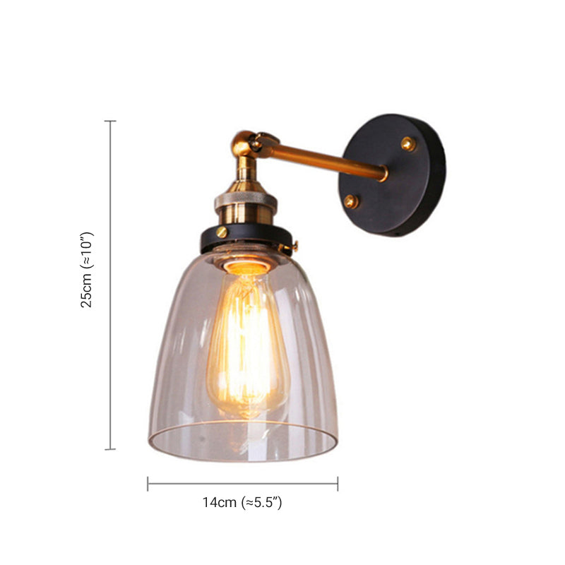 Arisha Retro Vintage Wall Mounted Lamp, Metal & Glass - Neutralighting