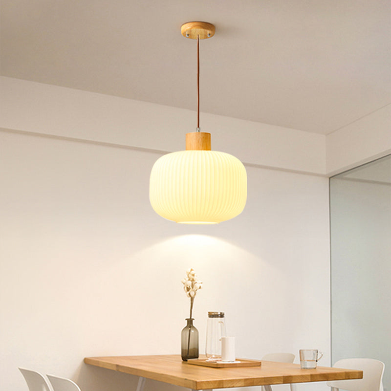 Muto Modern Wood/Glass Pendant Light, White - Neutralighting