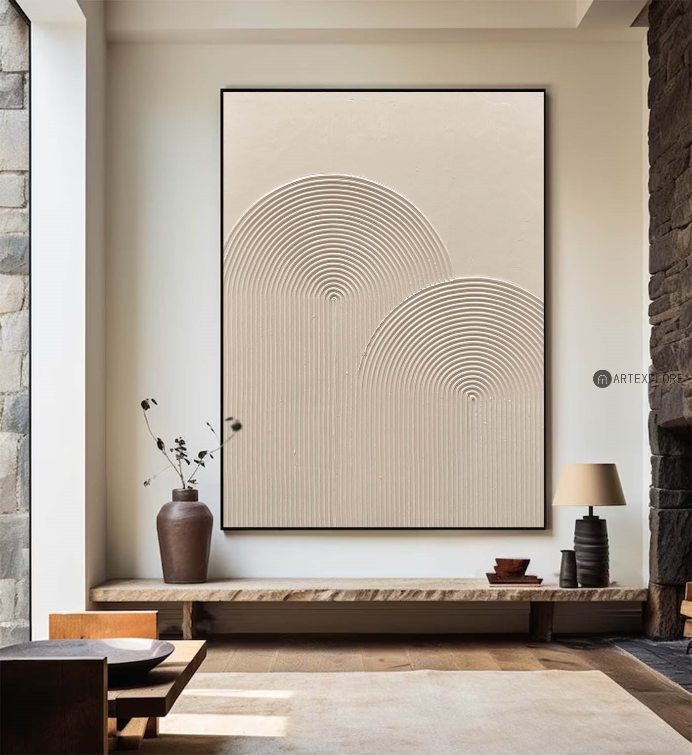Beige Arch Line Minimalist Painting