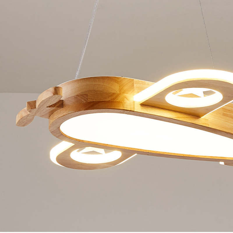 Arisha Modern Natural Creative DIY Children Airplane Shape Acrylic Pendant Light ,Wood - Neutralighting