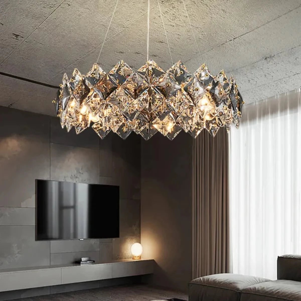 Kristy Modern 6-Light Tiered Crystal Chandelier With Adjustable Cables - Neutralighting