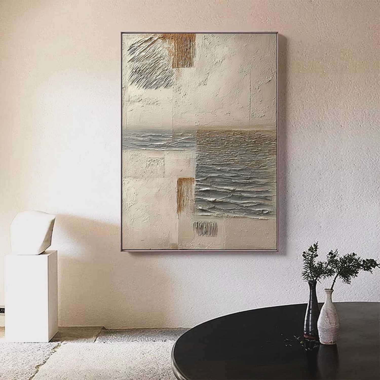 Wall Art Vertical Textured Abstract Landscape Scene Muted