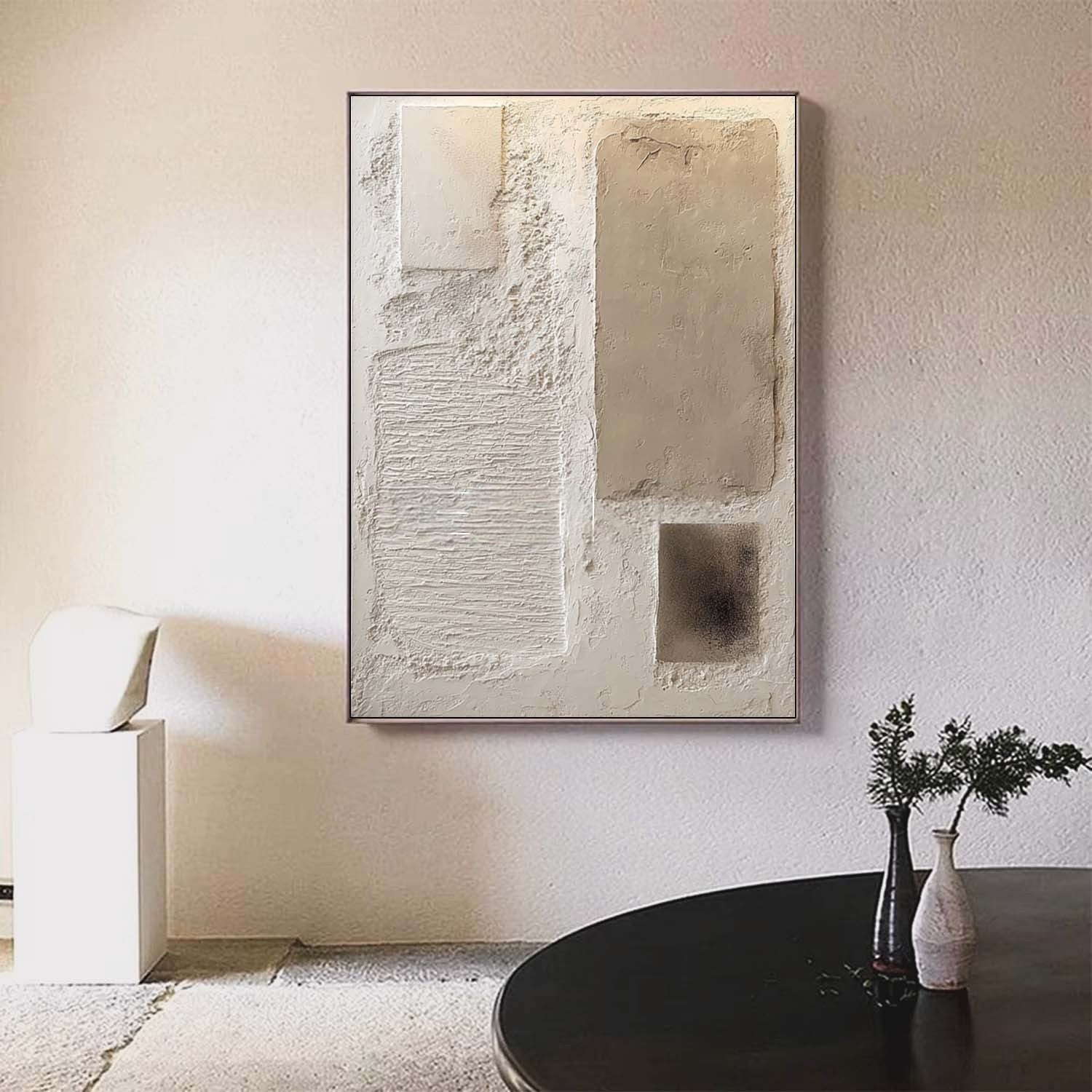 Wall Art Serene Textured Neutral Plaster Blocks
