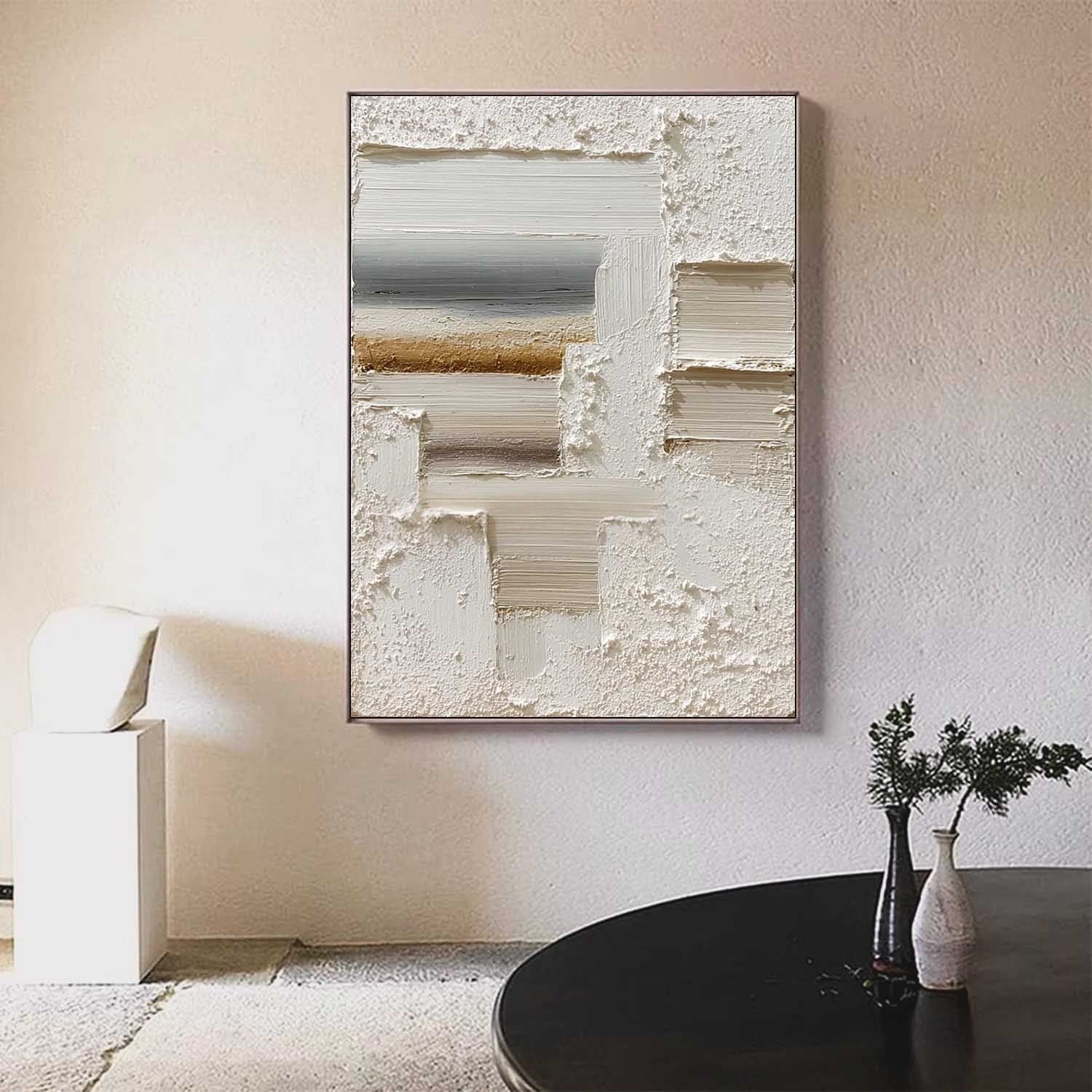 Wall Art Vertical Textured Abstract Geometric Scene Serene