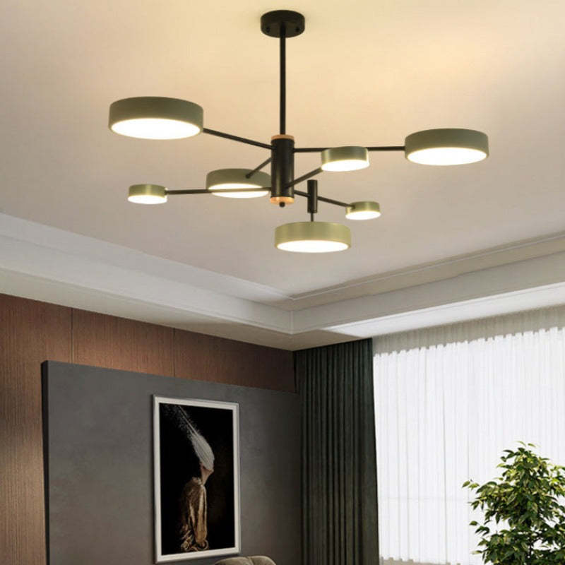 Arisha Pendant Light LED, Metal & Wood, Grey/White/Gold - Neutralighting