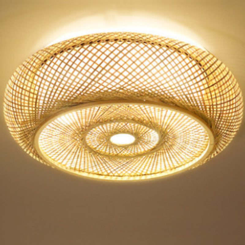 Muto Rattan Woven Rustic LED Flush Mount Ceiling Light - Neutralighting