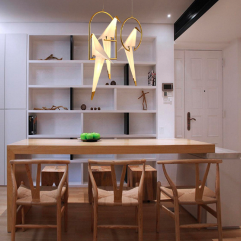 Arisha Modern Nordic Post Modern Bird Pendant Light, White/Clear - Neutralighting