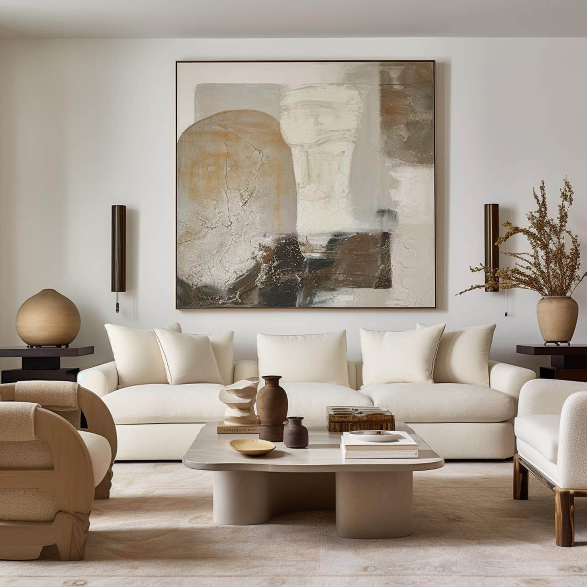 Osiris Neutral Textured Collage Canvas Art