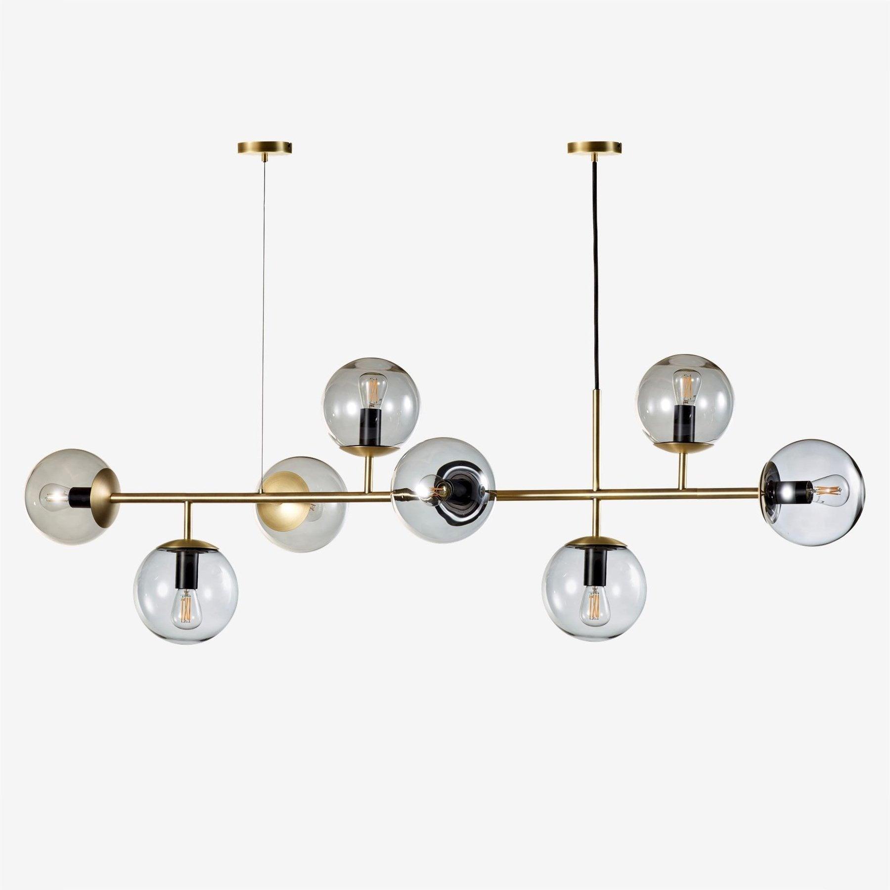 Valentina Industrial Long Linear Metal Hanging Bubble Multi Clear Glass Bulb Bedroom Pendant Light Brass/Black - Neutralighting
