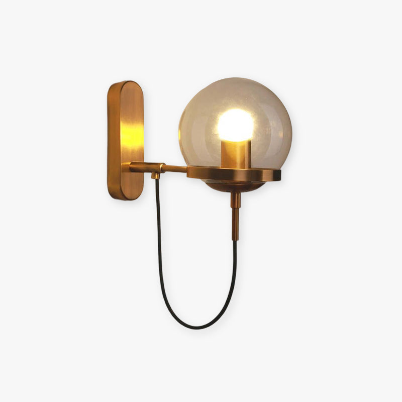 Silva Rustic Retro Glass Globe Wall Lamp, Black/Bronze - Neutralighting
