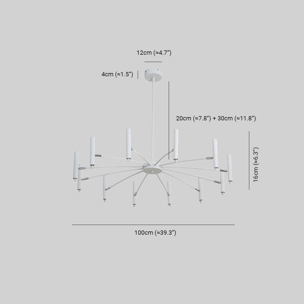 Arisha Modern Blown Linear Metal Multi-heads Chandelier - Neutralighting