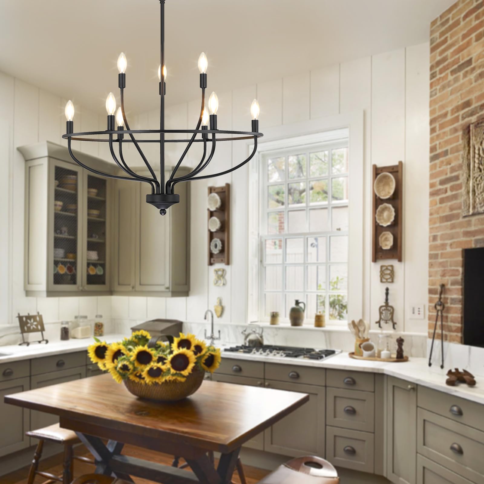 Silva Industrial Metal Candle Chandelier Black/Champagne Living Room/Bedroom - Neutralighting