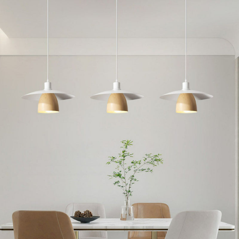 Valentina Modern LED Pendant Light White Wood Metal Bedroom - Neutralighting