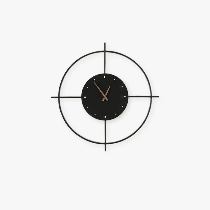Glint Modern Clock Round Wall Lamp, Gold/Black