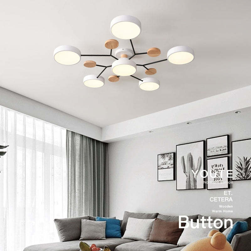 Arisha Ceiling Light, Wood Round for Living Room - Neutralighting