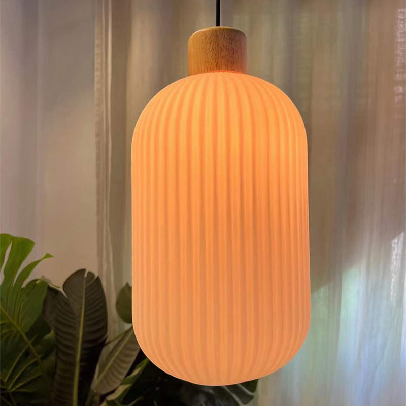 Muto Modern Wood/Glass Pendant Light, White - Neutralighting