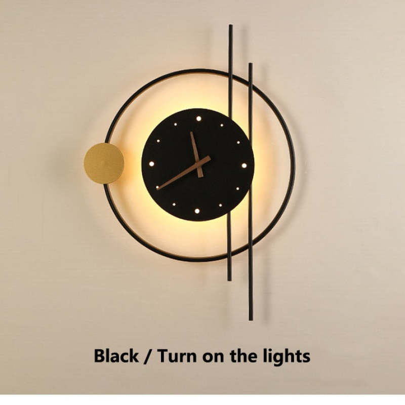 Arisha Wall Lamp Clock, Black & Gold - Neutralighting