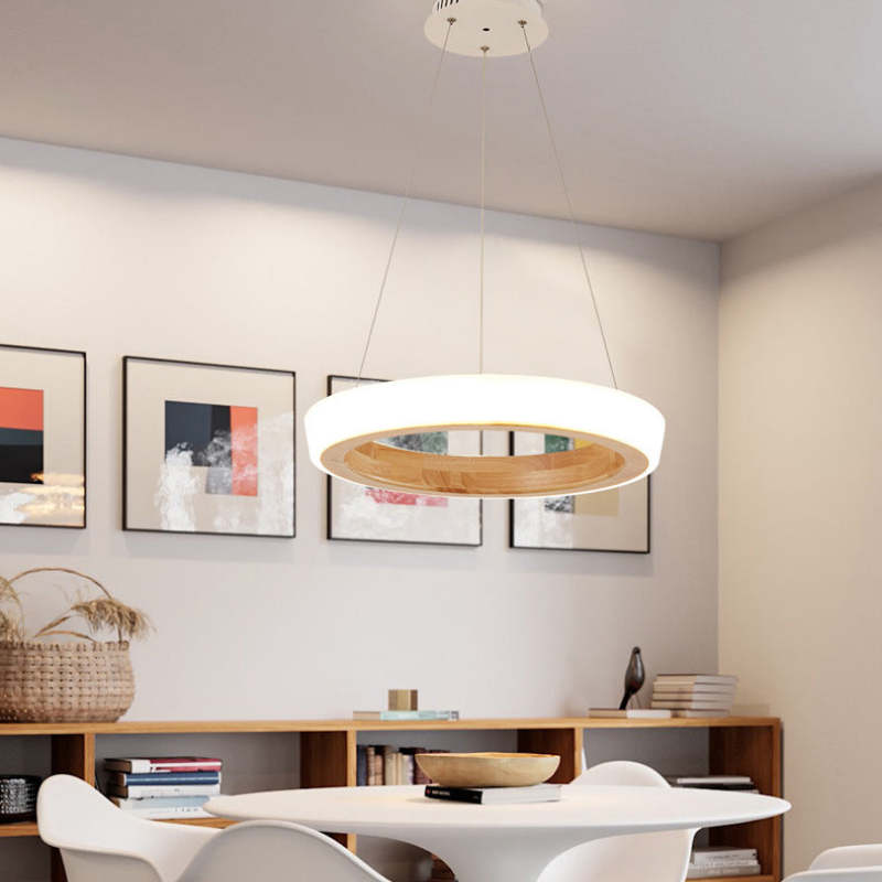 Muto Modern Ring Wood Pendant Light - Neutralighting