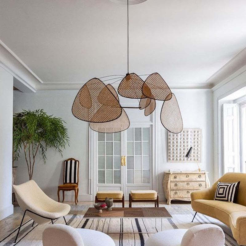 Ritta Pendant Light Leaf Grid, Rattan/Metal, Bedroom - Neutralighting