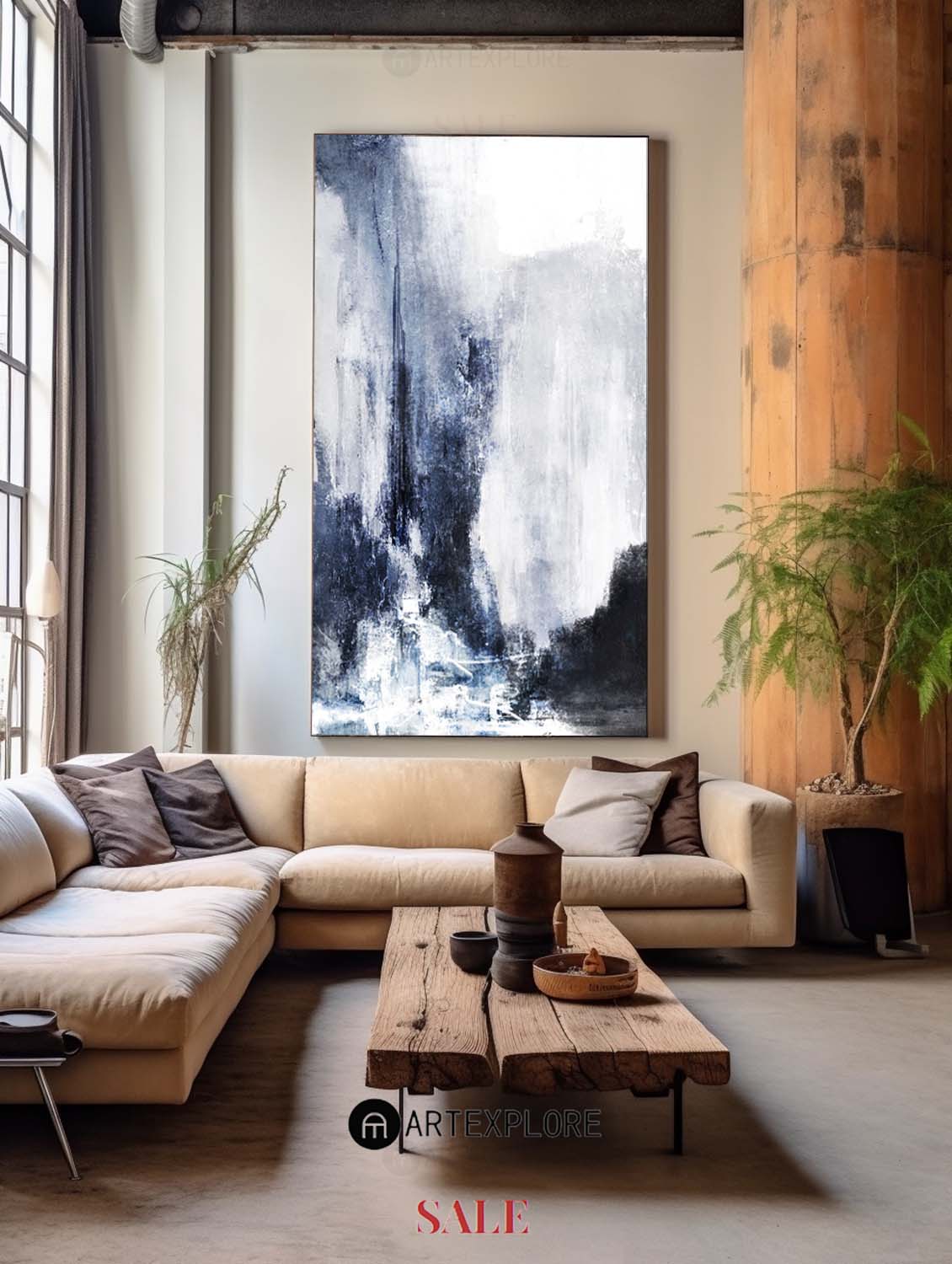 Blue White Abstract Painting