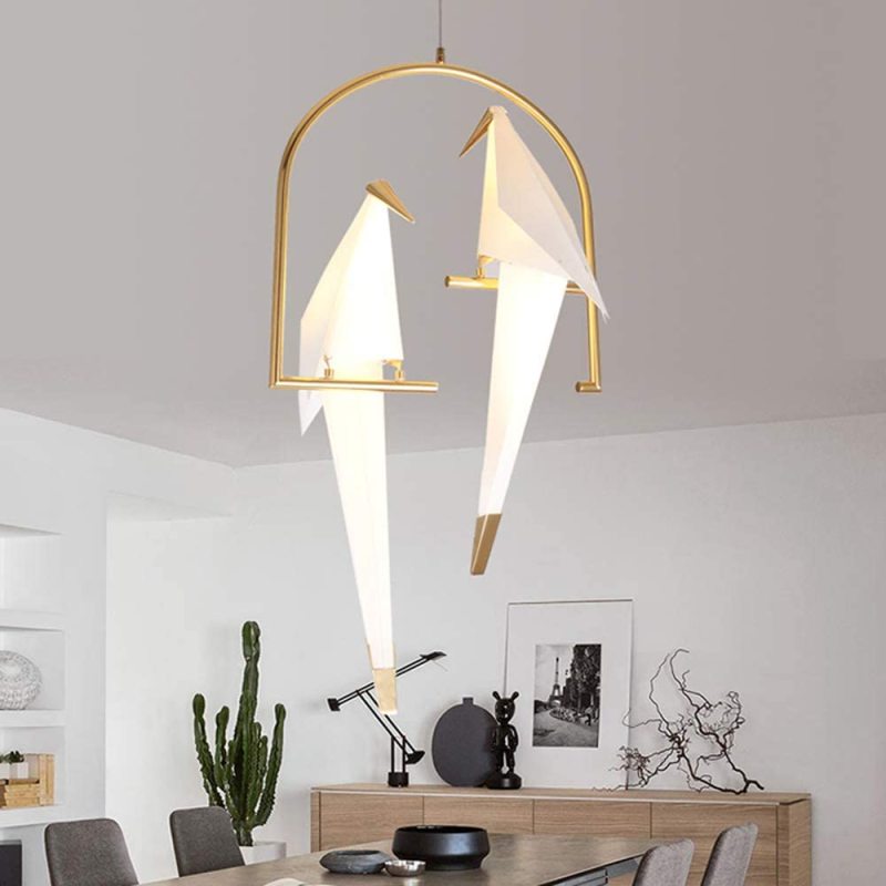 Arisha Modern Nordic Post Modern Bird Pendant Light, White/Clear - Neutralighting