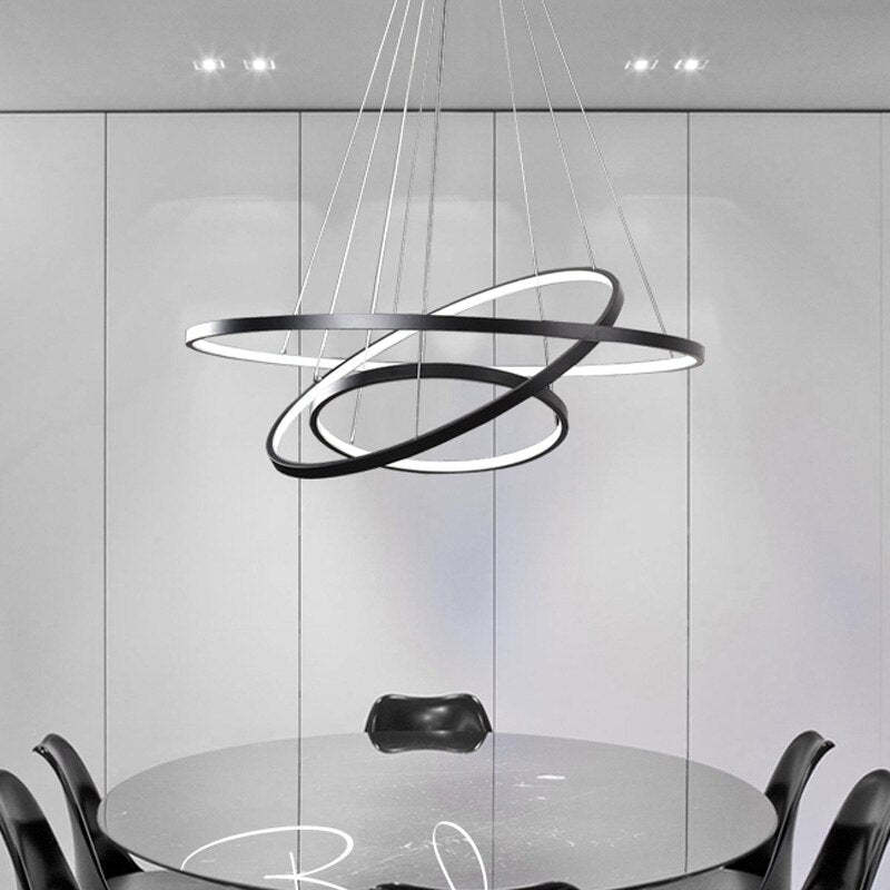 Aluna Pendant Light, Inner Ring Illuminated, White/Black/Gold - Neutralighting