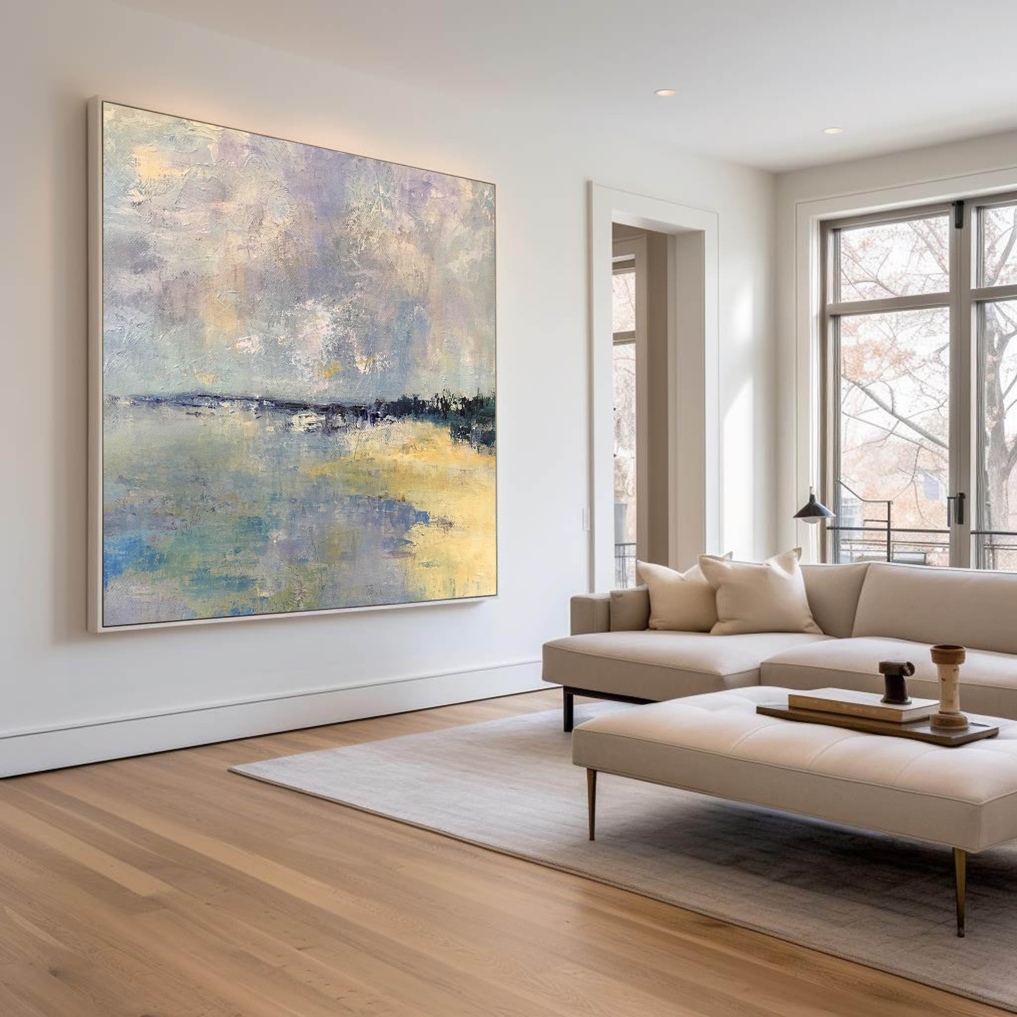Soft Pastel Impressionist Seascape Muted Multi‑Layer Textured Artwork