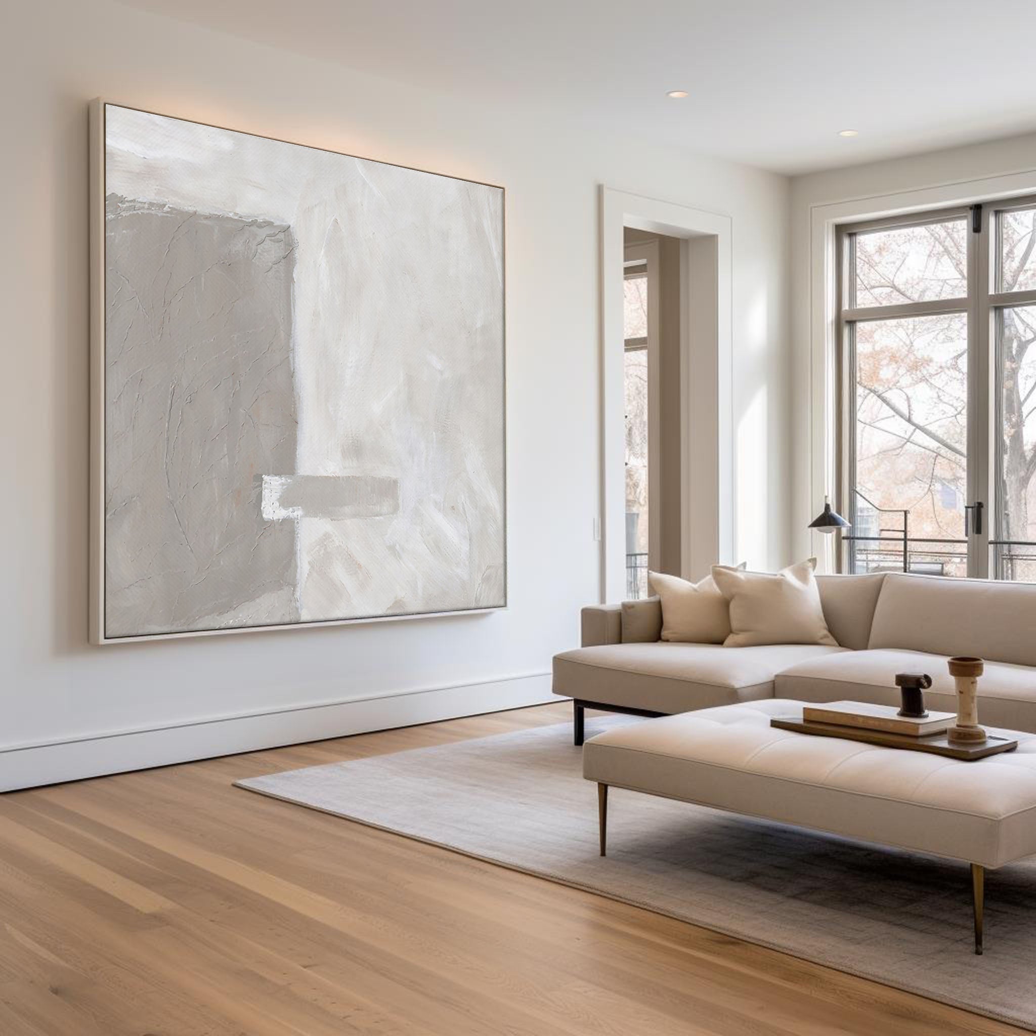 Muted Grey Blue Abstract Landscape Canvas Art