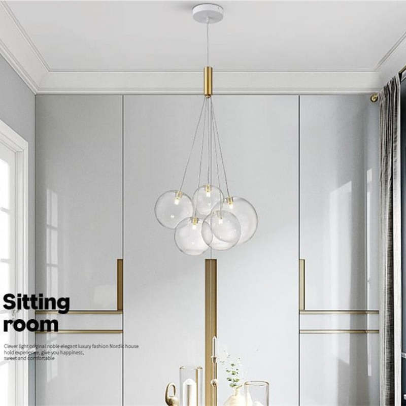 Valentina Glass Globe Bubble Pendant Light LED Stary - Neutralighting