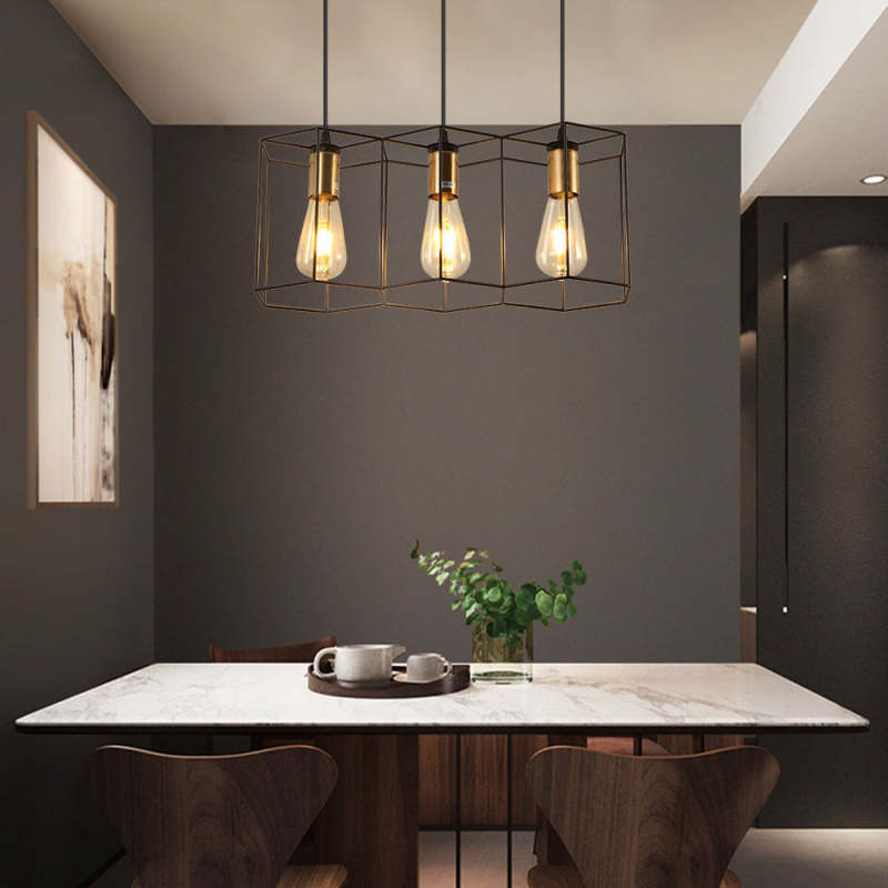 Arisha Rustic Farmhouse Geometry 3/5 Light Pendant Light, Black - Neutralighting
