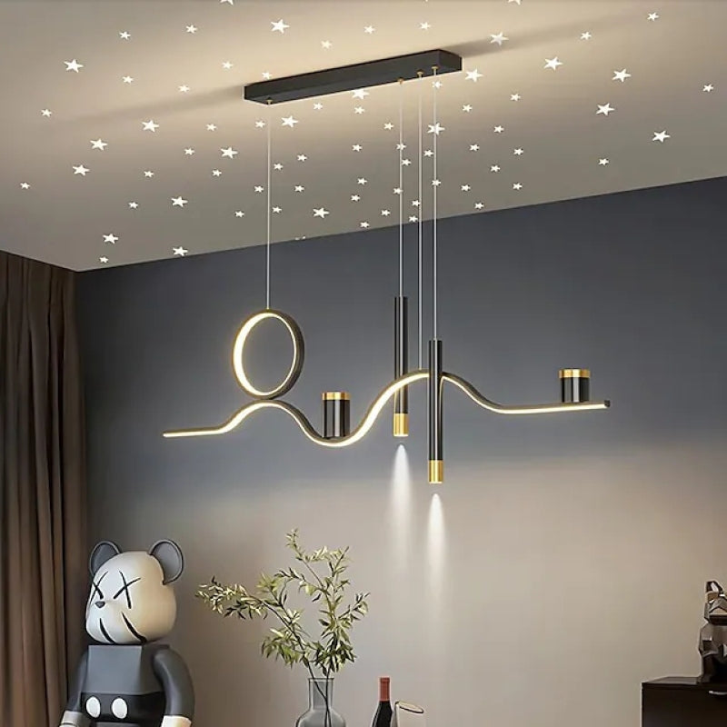 Arisha Modern Metal Linear Starry Night Pendant Light, Black - Neutralighting